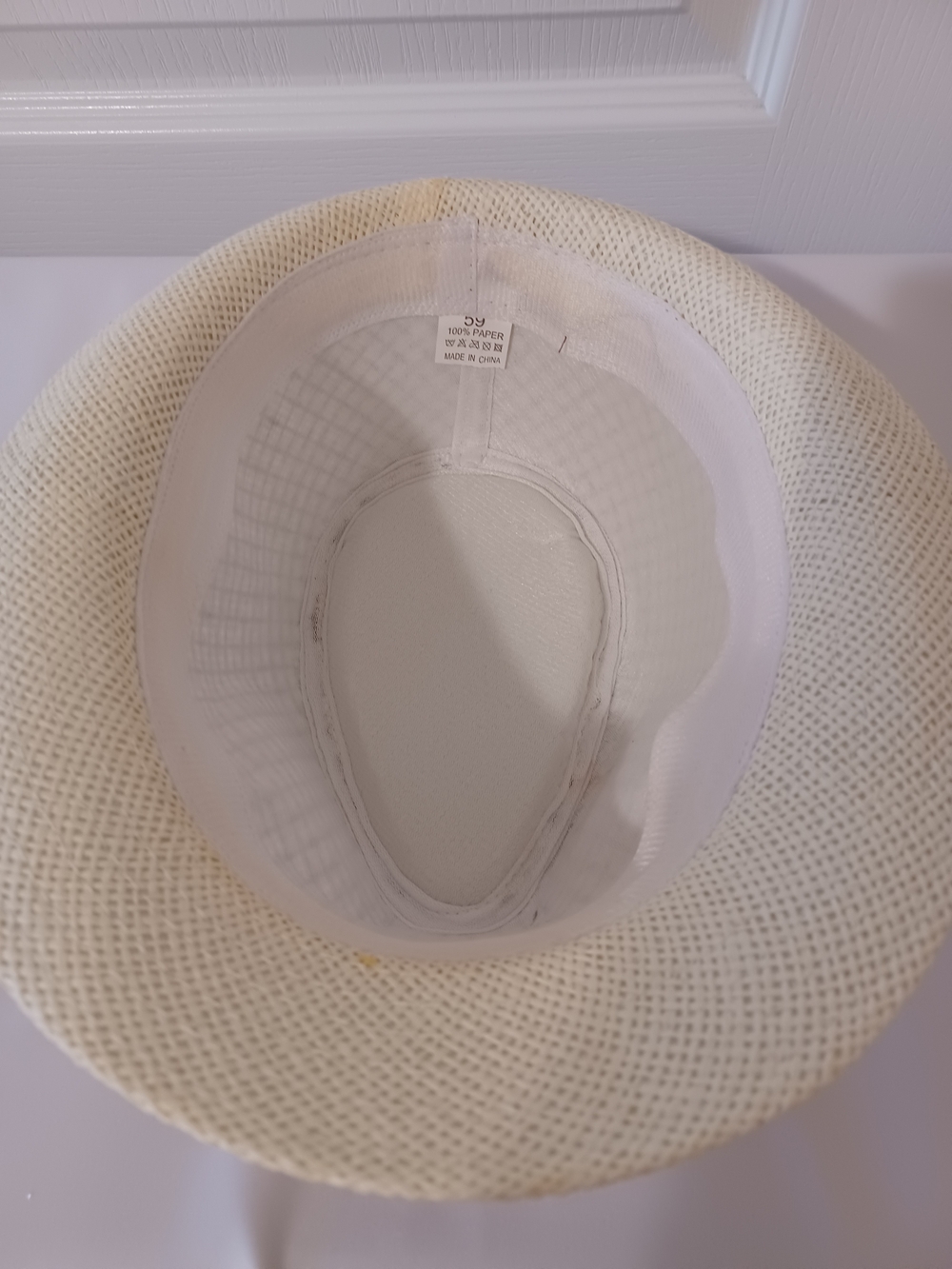 Straw Fedora Hat with Brown Belt - Cream & Purple - Picture 13 of 16